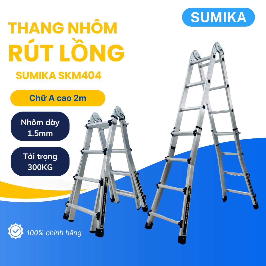 Thang nhôm chữ A rút lồng SUMIKA SKM404