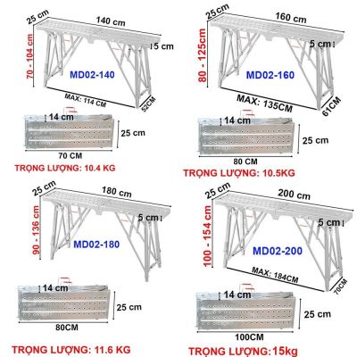 Giàn giáo di động MD02-140(DxR: 140x 25 ; Cao 70 -104 cm)