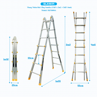 Thang nhôm chữ A rút lồng SUMIKA SKM404A