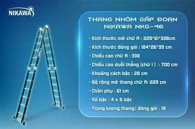 Thang nhôm gấp đoạn Nikawa NKG-46