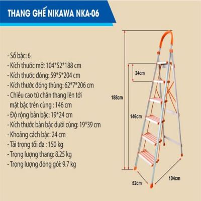 Thang nhôm ghế 6 bậc Nikawa NKA-06