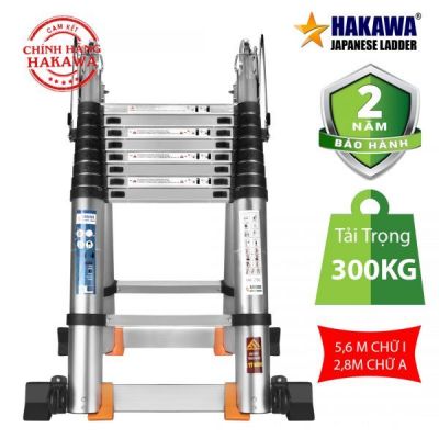 Thang nhôm rút cao cấp chữ A HAKAWA HK-256( 5m6)