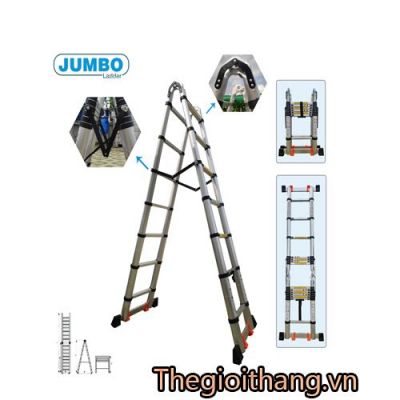 Thang nhôm rút chữ A cao cấp JUMBO A190